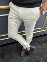 Load image into Gallery viewer, Bojoni Uluwatu Slim Fit Beige Checkered Pique Trouser
