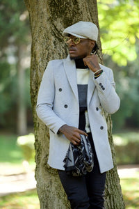 Bojoni Astoria Slim Fit Double Breasted Grey Cachet Coat