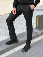 Load image into Gallery viewer, Bojoni Astoria Slim Fit High Quality Black Patterned Anthracite Pants
