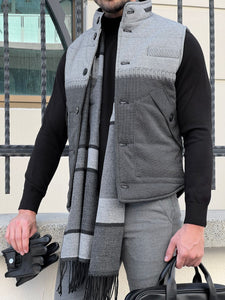 Bojoni Astoria Slim Fit Button Collared Inflatable Gray Vest/Jacket