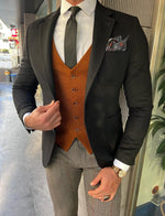 Load image into Gallery viewer, Rick Slim Fit Baroncelli Italian Fabric Stamped Black Blazer
