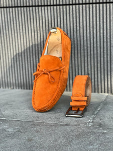 Giovanni Mannelli Rubber Sole Suede Leather Orange Loafer