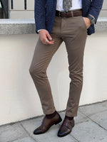 Load image into Gallery viewer, Bojoni Astoria Slim Fit Cotton Mink Pants

