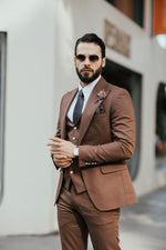Load image into Gallery viewer, Bojoni Cagliari Brown Slim-Fit Suit 3-Piece
