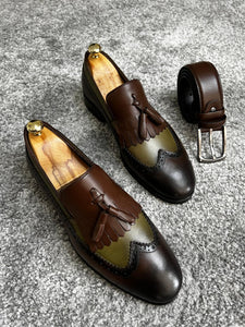 Madison Brown & Khaki Neolite Sole Tasseled Loafer