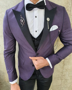 Bojoni Purple Slim Fit Patterned Tuxedo-baagr.myshopify.com-suit-BOJONI