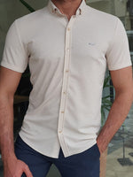 Load image into Gallery viewer, Bastoni Beige Slim Fit Short Sleeve Shirt-baagr.myshopify.com-Shirt-BOJONI
