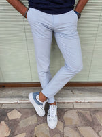 Load image into Gallery viewer, Zar Blue Slim Fit Cotton Pants-baagr.myshopify.com-Pants-BOJONI
