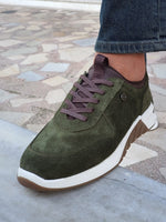 Load image into Gallery viewer, Galiardi Green Mid-Top Suede Sneakers-baagr.myshopify.com-shoes2-brabion
