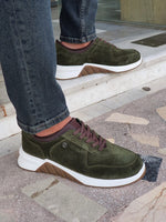 Load image into Gallery viewer, Galiardi Green Mid-Top Suede Sneakers-baagr.myshopify.com-shoes2-brabion
