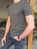Load image into Gallery viewer, Lerno Khaki Slim Fit Round Neck T-Shirt-baagr.myshopify.com-T-shirt-BOJONI
