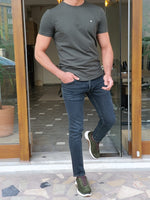 Load image into Gallery viewer, Lerno Khaki Slim Fit Round Neck T-Shirt-baagr.myshopify.com-T-shirt-BOJONI
