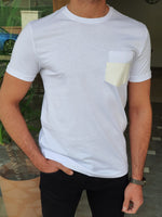 Load image into Gallery viewer, Trento White Slim Fit Crew Neck Cotton T-Shirt-baagr.myshopify.com-T-shirt-BOJONI
