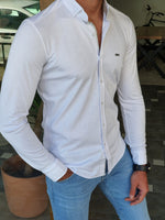 Load image into Gallery viewer, Bala White Slim Fit Long Sleeve Shirt-baagr.myshopify.com-Shirt-BOJONI

