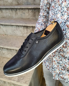 Annapolis Black Patterned Lace-Up Sneakers-baagr.myshopify.com-shoes2-BOJONI