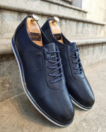Load image into Gallery viewer, Annapolis Dark Blue Patterned Lace-Up Sneakers-baagr.myshopify.com-shoes2-BOJONI
