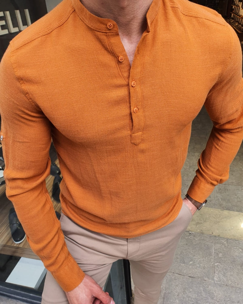 Bojo Annapolis Orange Slim Fit Cotton Shirt-baagr.myshopify.com-sweatshirts-BOJONI