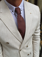 Load image into Gallery viewer, Bellingham Beige Slim Fit Double Breasted Pinstripe Blazer-baagr.myshopify.com-blazers-BOJONI
