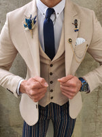 Load image into Gallery viewer, Verno Original  Beige Slim Fit Suit-baagr.myshopify.com-suit-BOJONI
