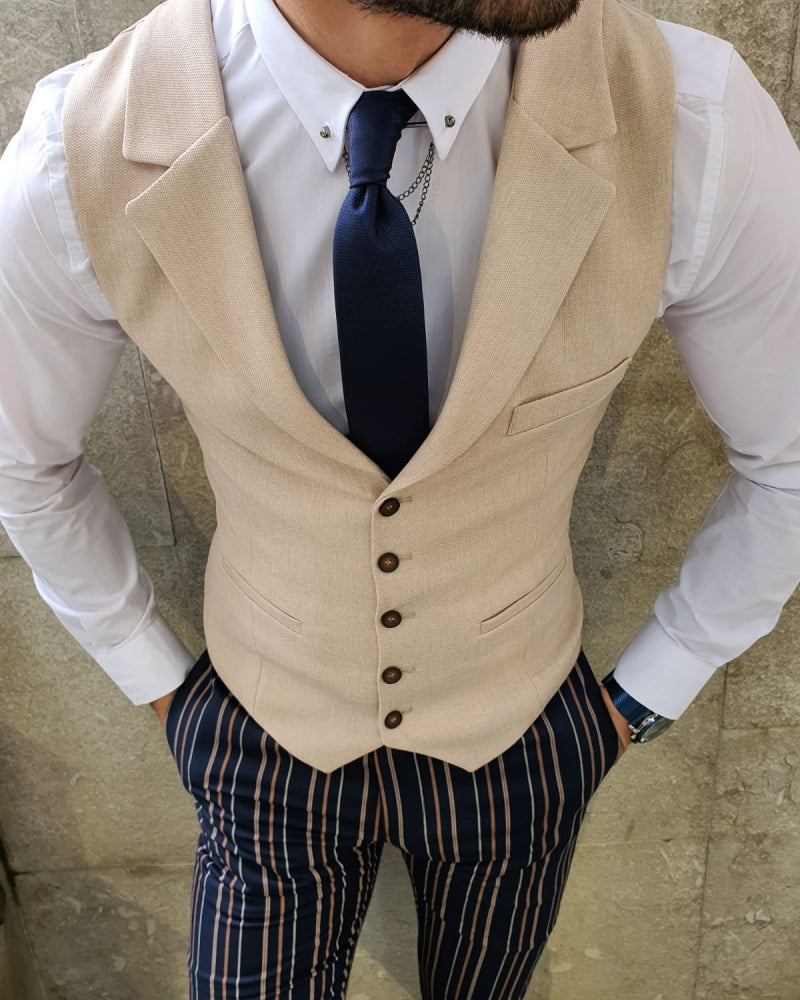 Bellingham Beige Slim Fit Vest-baagr.myshopify.com-suit-BOJONI