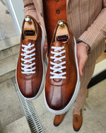 Load image into Gallery viewer, Lambruska Brown Laced Sneakers-baagr.myshopify.com-shoes2-BOJONI
