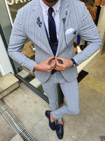 Load image into Gallery viewer, Verno Bellingham Gray Slim Fit Pinstripe Suit-baagr.myshopify.com-suit-BOJONI
