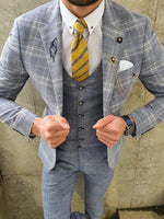 Load image into Gallery viewer, Verno Original Light Blue Slim Fit Plaid Suit-baagr.myshopify.com-suit-BOJONI
