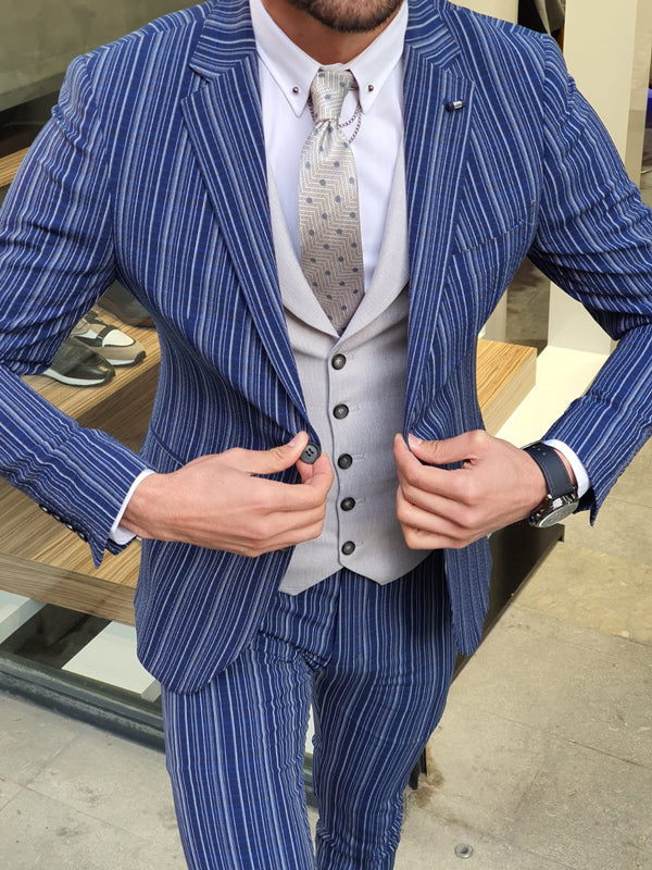 Forenza Sax Slim Fit Pinstripe Suit-baagr.myshopify.com-suit-BOJONI