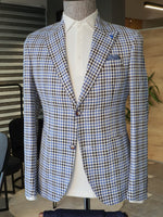 Load image into Gallery viewer, Argeli Sax Slim Fit Plaid Suit-baagr.myshopify.com-suit-BOJONI
