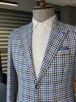 Load image into Gallery viewer, Argeli Sax Slim Fit Plaid Suit-baagr.myshopify.com-suit-BOJONI
