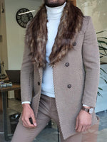 Load image into Gallery viewer, Paruri Camel Slim Fit Wool Long Coat-baagr.myshopify.com-Jacket-brabion
