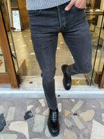 Load image into Gallery viewer, Bastoni Gray Slim Fit Striped Jeans-baagr.myshopify.com-Pants-BOJONI
