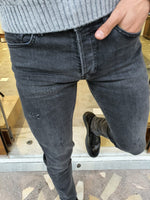 Load image into Gallery viewer, Bastoni Gray Slim Fit Striped Jeans-baagr.myshopify.com-Pants-BOJONI
