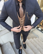 Load image into Gallery viewer, Grassano Camel Slim Fit Plaid Suit-baagr.myshopify.com-suit-BOJONI
