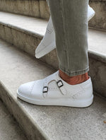 Load image into Gallery viewer, Custer White Monk Strap Cap Toe Shoes-baagr.myshopify.com-shoes2-BOJONI
