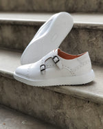 Load image into Gallery viewer, Custer White Monk Strap Cap Toe Shoes-baagr.myshopify.com-shoes2-BOJONI
