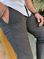Load image into Gallery viewer, Monteri Black Slim Fit Cotton Pants-baagr.myshopify.com-Pants-BOJONI

