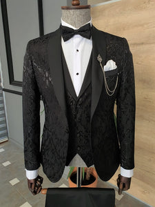 Bojoni Black Slim Fit Shawl Lapel Tuxedo-baagr.myshopify.com-suit-BOJONI