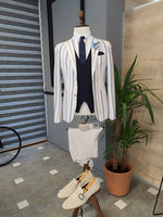 Load image into Gallery viewer, Elche Camel Slim Fit Striped Notch Lapel Cotton Suit-baagr.myshopify.com-suit-BOJONI
