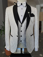 Load image into Gallery viewer, Bojoni White Slim Fit Shawl Lapel Tuxedo-baagr.myshopify.com-suit-BOJONI
