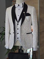 Load image into Gallery viewer, Bojoni White Slim Fit Shawl Lapel Tuxedo-baagr.myshopify.com-suit-BOJONI
