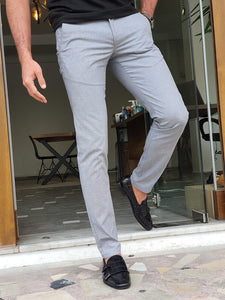 Mantova Gray Slim Fit Cotton Pants-baagr.myshopify.com-Pants-BOJONI