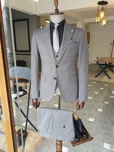 Antinori Gray Slim Fit Peak Lapel Suit | BOJONI