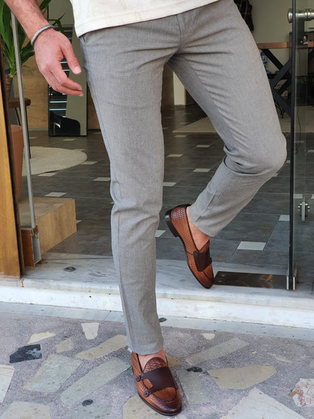 Tan color check blend cotton trousers pant for men – Punekar Cotton