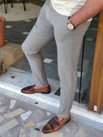 Load image into Gallery viewer, Monteri Light Brown Slim Fit Cotton Pants-baagr.myshopify.com-Pants-BOJONI
