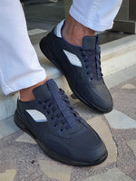 Load image into Gallery viewer, Bano Navy Blue High-Top Sneakers-baagr.myshopify.com-shoes2-brabion
