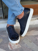 Load image into Gallery viewer, Moneta Navy Blue Low-Top Sneakers-baagr.myshopify.com-shoes2-brabion
