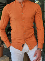 Load image into Gallery viewer, Bastoni Orange Slim Fit Long Sleeve Cotton Shirt-baagr.myshopify.com-Shirt-BOJONI
