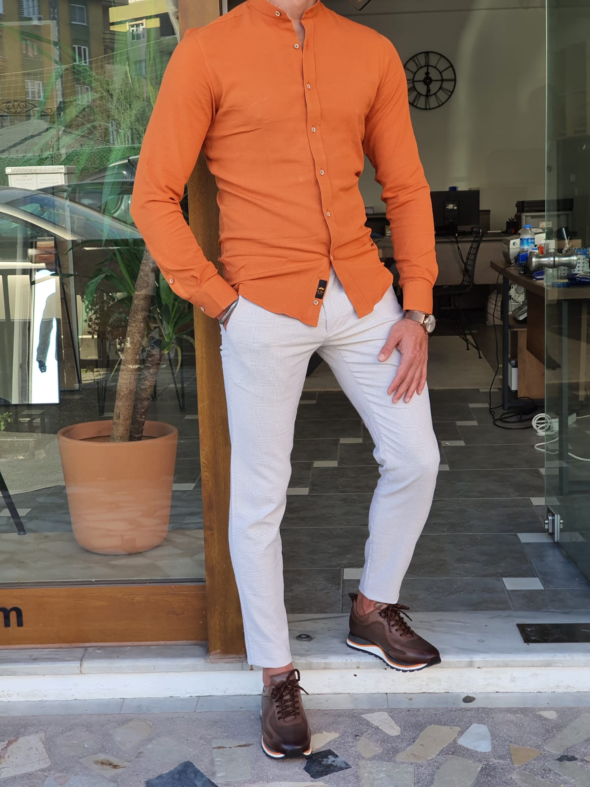 Burnt Orange Orange Button Up Long Sleeve Shirt Button Down Burnt Orange Dress Shirt Men's Luxury Burnt Orange Orange Button Up Long Sleeve Shirt Button Down Burnt Orange Dress Shirt Men's Luxury