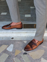 Load image into Gallery viewer, Monteri Tan Woven Leather Double Monk Strap Loafers-baagr.myshopify.com-shoes2-brabion
